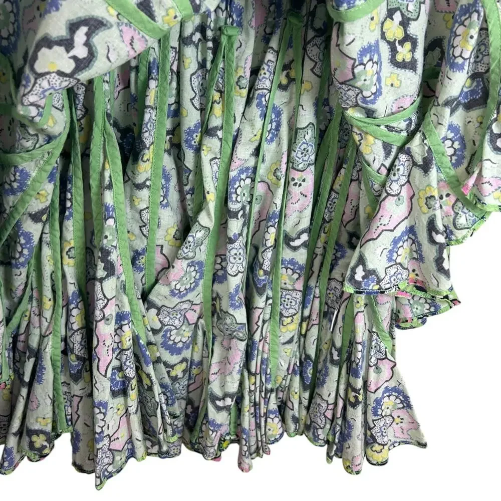 Rhode Women's 'Molly' Mini Dress Mosaic Floral Grass Flowy Open-Back Green Small - Picture 12 of 13